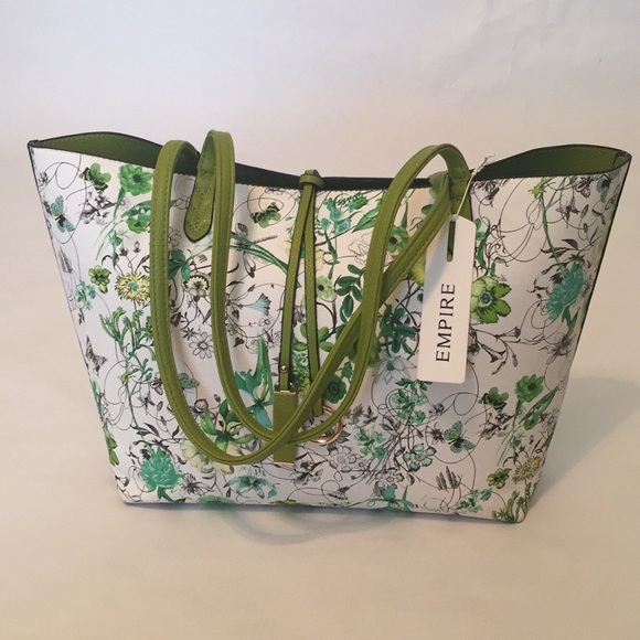 Empire Handbags - 🆕 2-pc Green flowered reversible tote